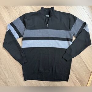 Studio by Omega Men's Black and Gray Zip-Up Sweater. Sz Large